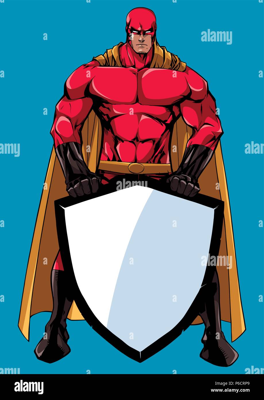 Superhero Holding Shield  Stock Vector