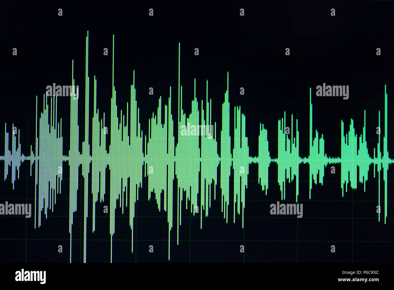 Audio sound wave studio editing computer program screen showings sounds