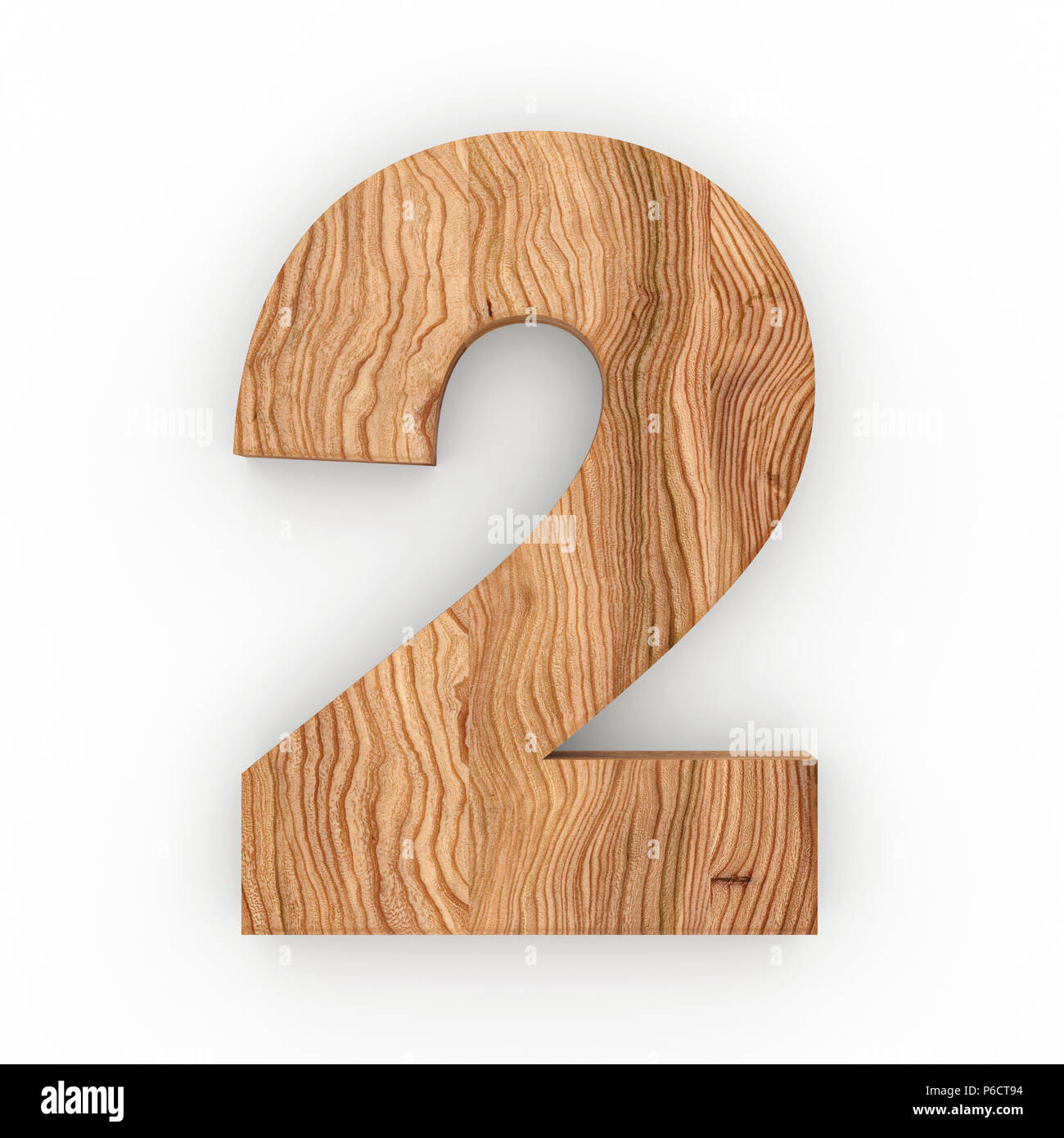 Wooden number 2 isolated on white background Stock Photo - Alamy