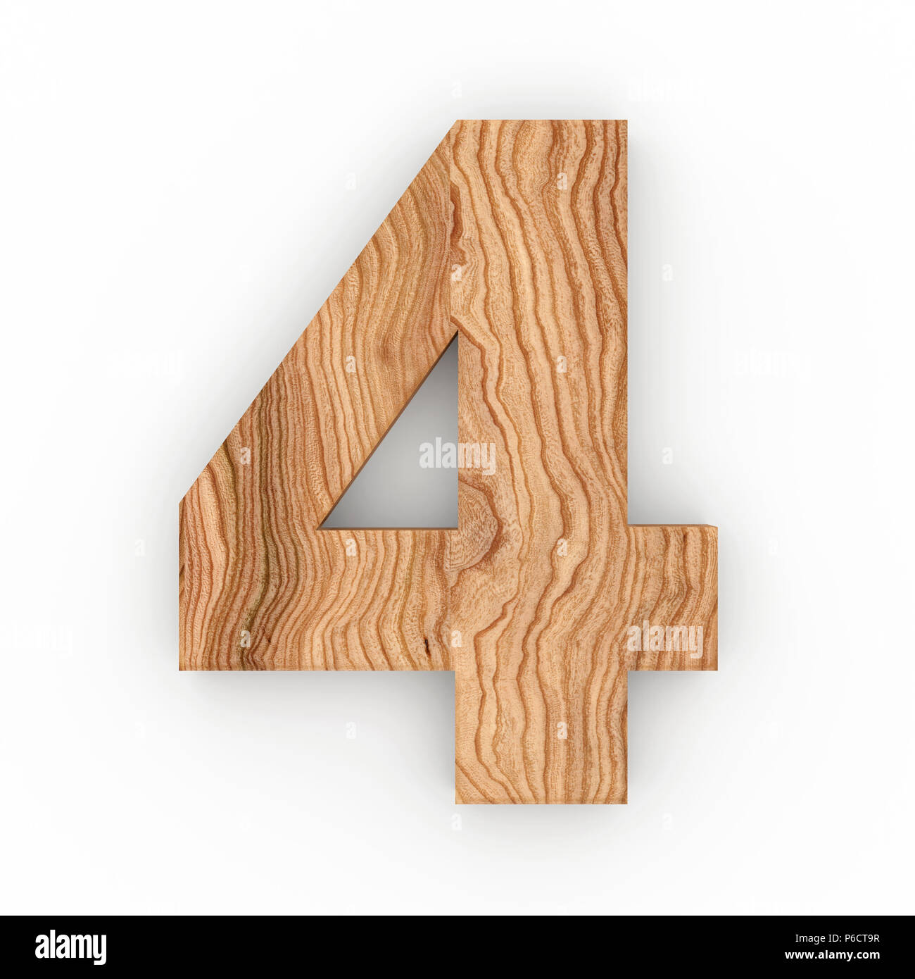 Wooden number 4 isolated on white background Stock Photo - Alamy