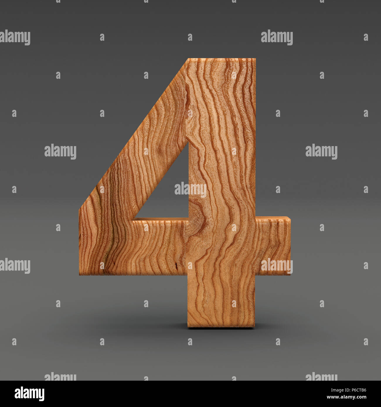 Wooden number 4 isolated on dark background Stock Photo - Alamy