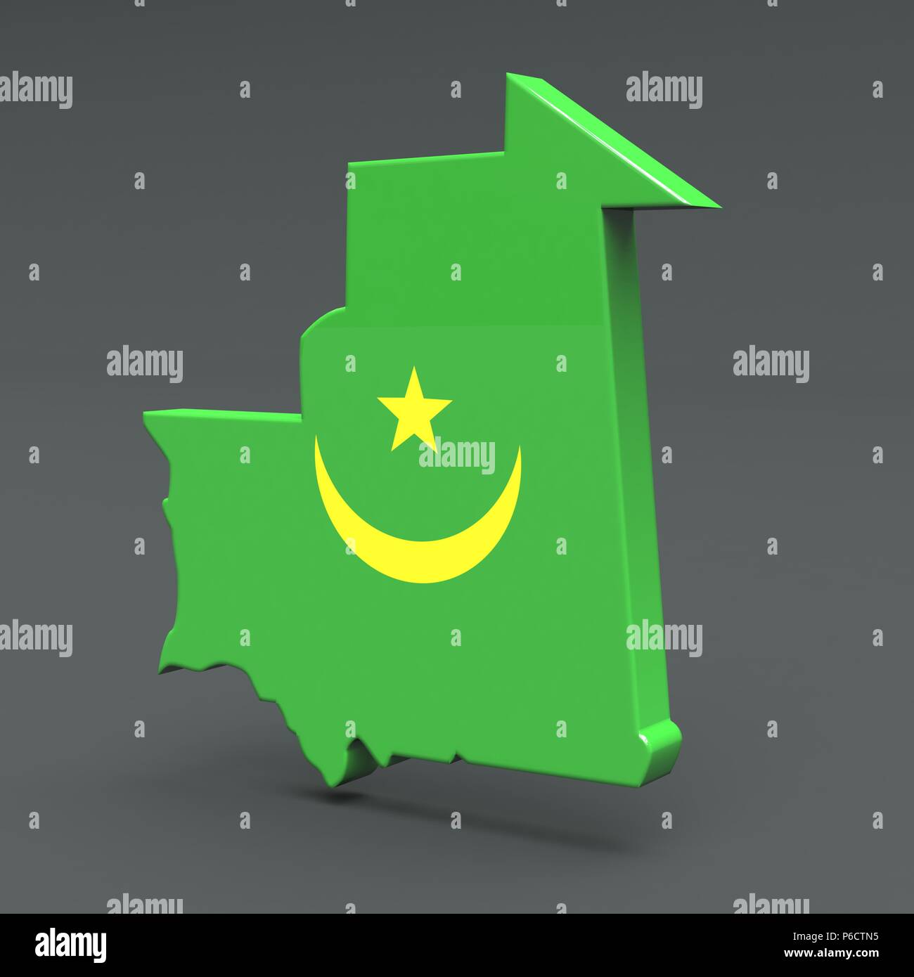 Africa countrie mauritania 3D flag maps on a grey background Stock ...