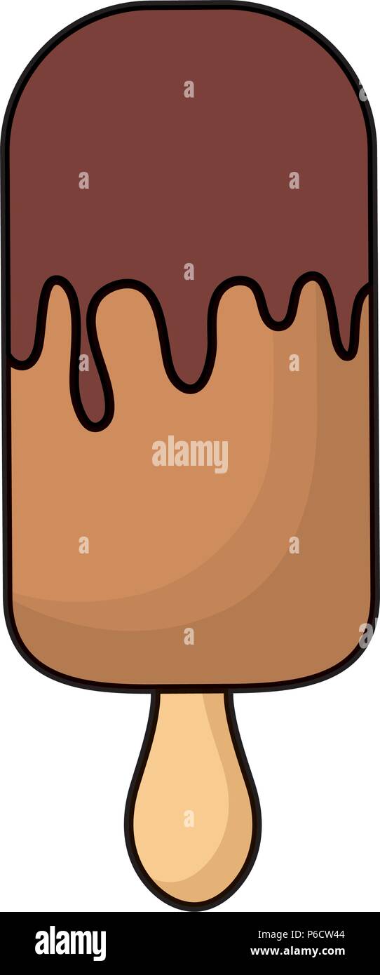 chocolate ice cream bar icon over white background, vector illustration ...