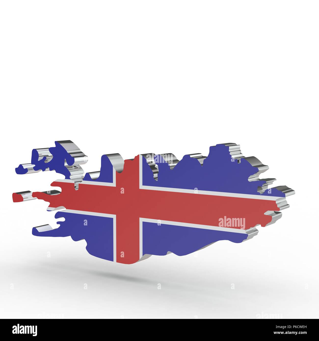 Europe 3D map of Iceland isolated on white background Stock Photo - Alamy