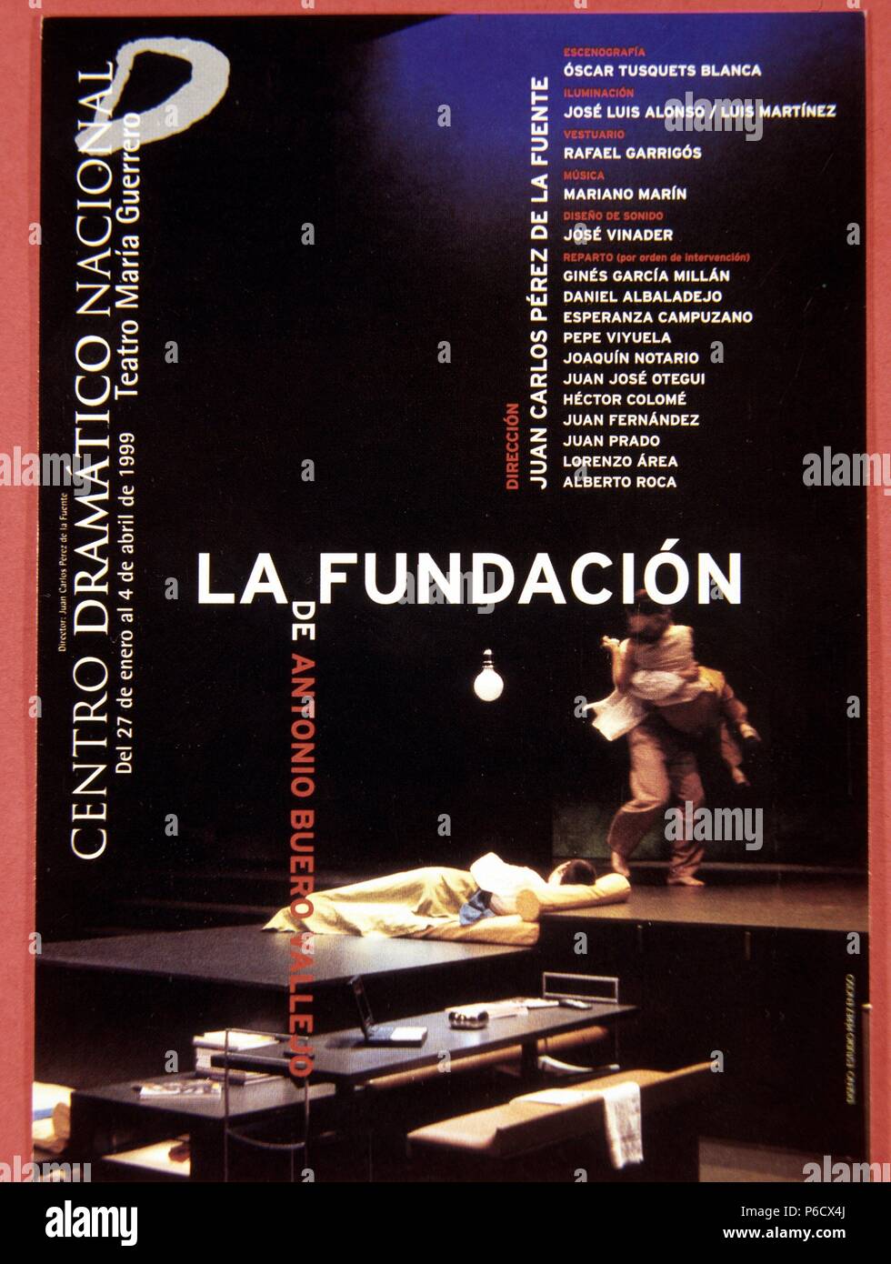 BUERO VALLEJO, ANTONIO. ESCRITOR ESPAÑOL. GUADALAJARA 1916-2000. CARTEL DE ' LA FUNDACION '. MADRID, 1999. Stock Photo