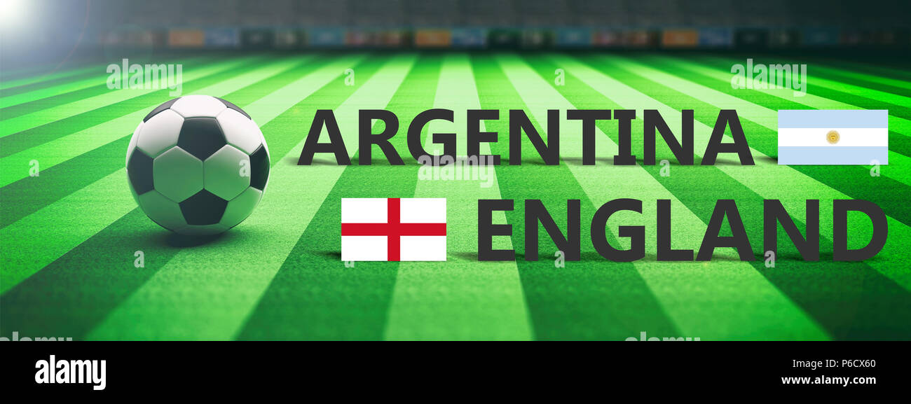 Argentina vs England, soccer, football final match. 3d illustration