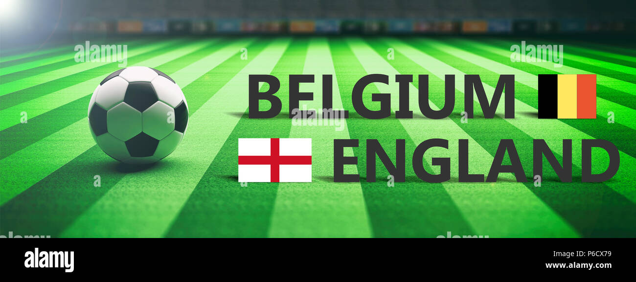 Belgium vs England, soccer, football final match. 3d illustration Stock