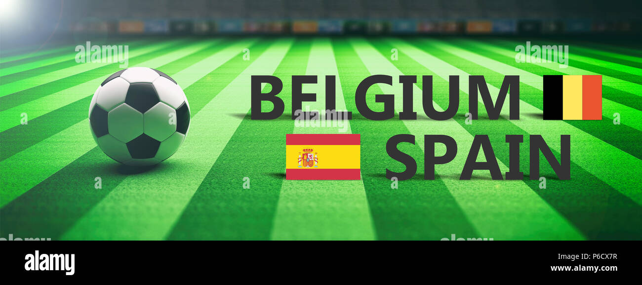 Belgium vs Spain, soccer, football final match. 3d illustration Stock