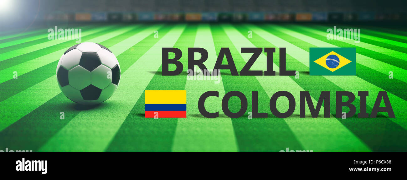 Brazil vs Colombia, soccer, football final match. 3d illustration Stock Photo
