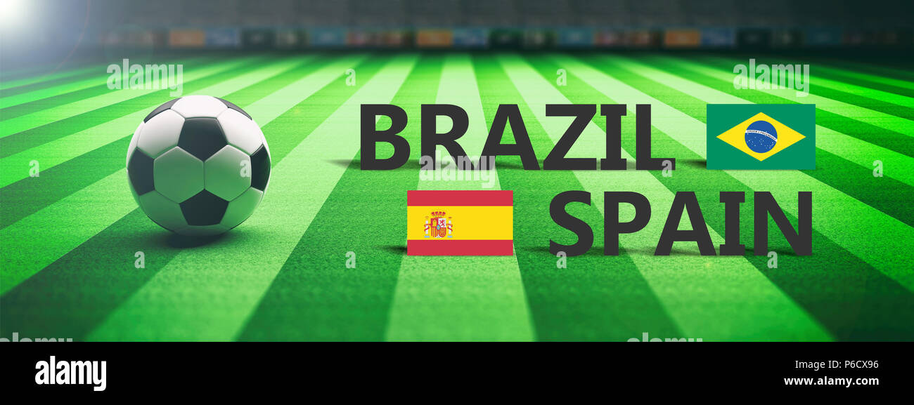 Brazil vs Spain, soccer, football final match. 3d illustration Stock Photo