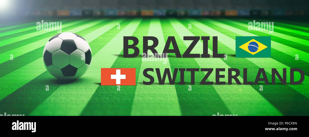 Brazil vs Switzerland, soccer, football final match. 3d illustration Stock Photo