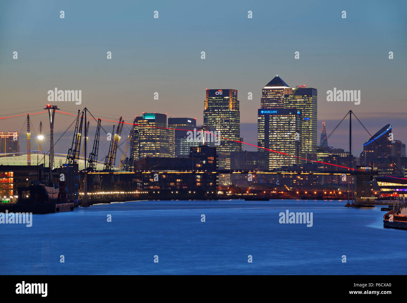 Canary wharf o2 dome sunset hi-res stock photography and images - Alamy