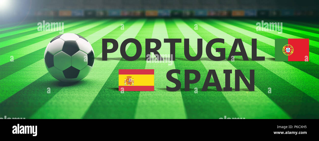 Portugal vs Spain, soccer, football final match. 3d illustration Stock