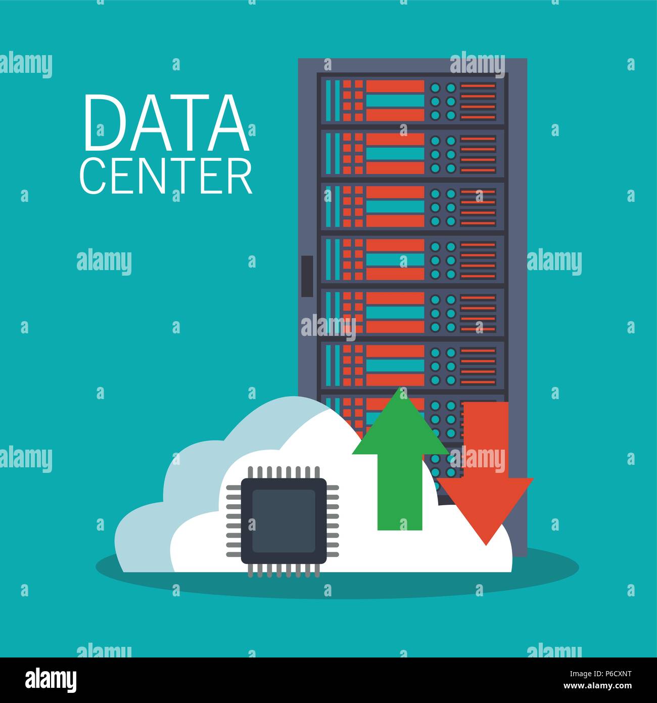 Data center technology and storage server vector illustration graphic ...