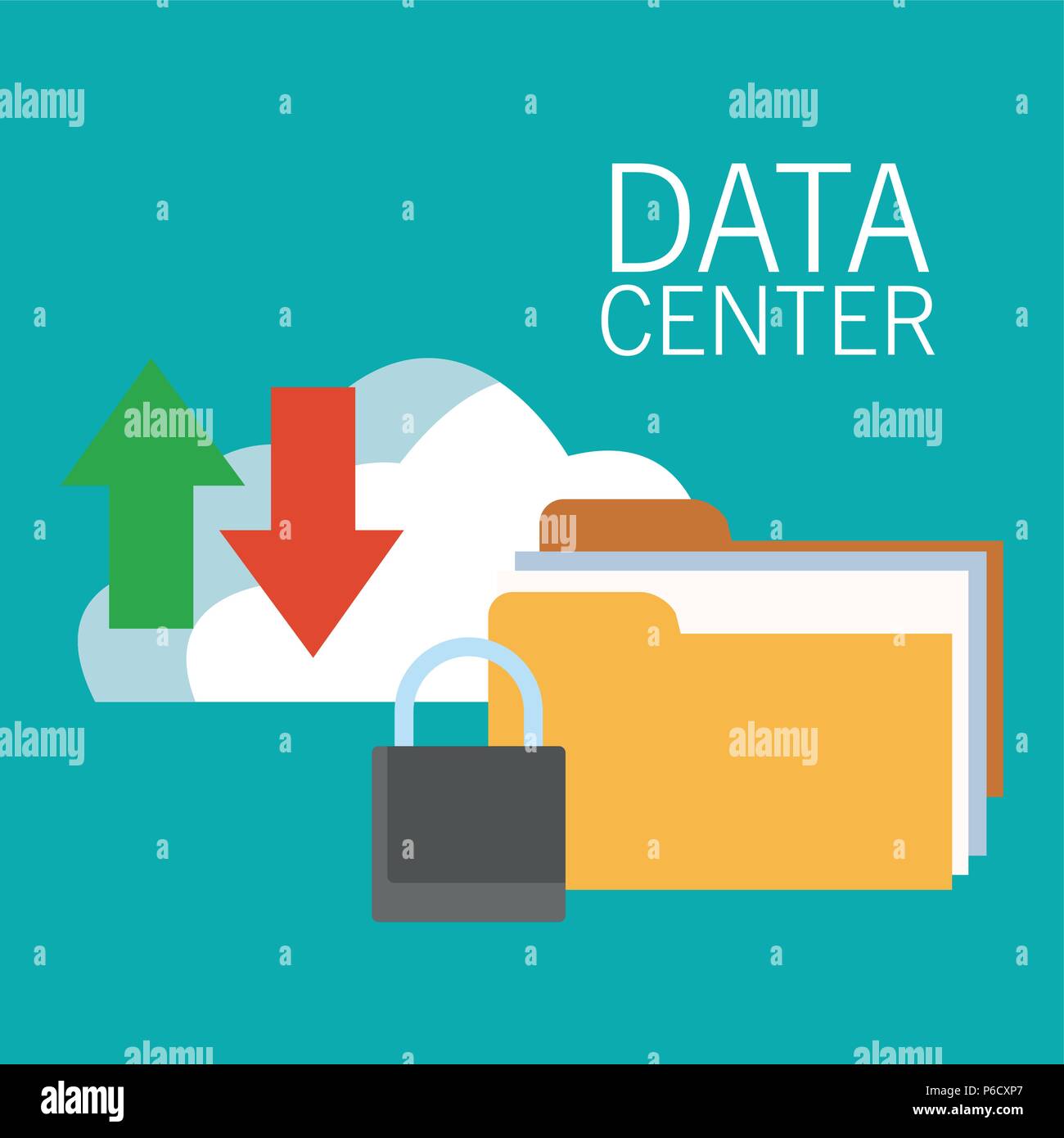 Data center technology cloud and folder vector illustration graphic ...