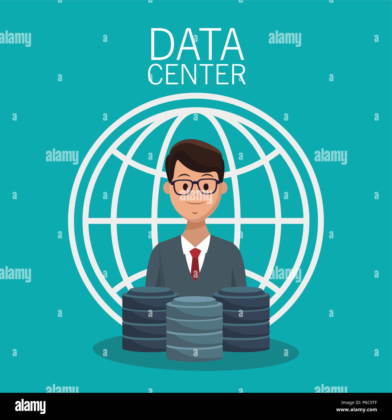 Data center technology and business people vector illustration graphic ...