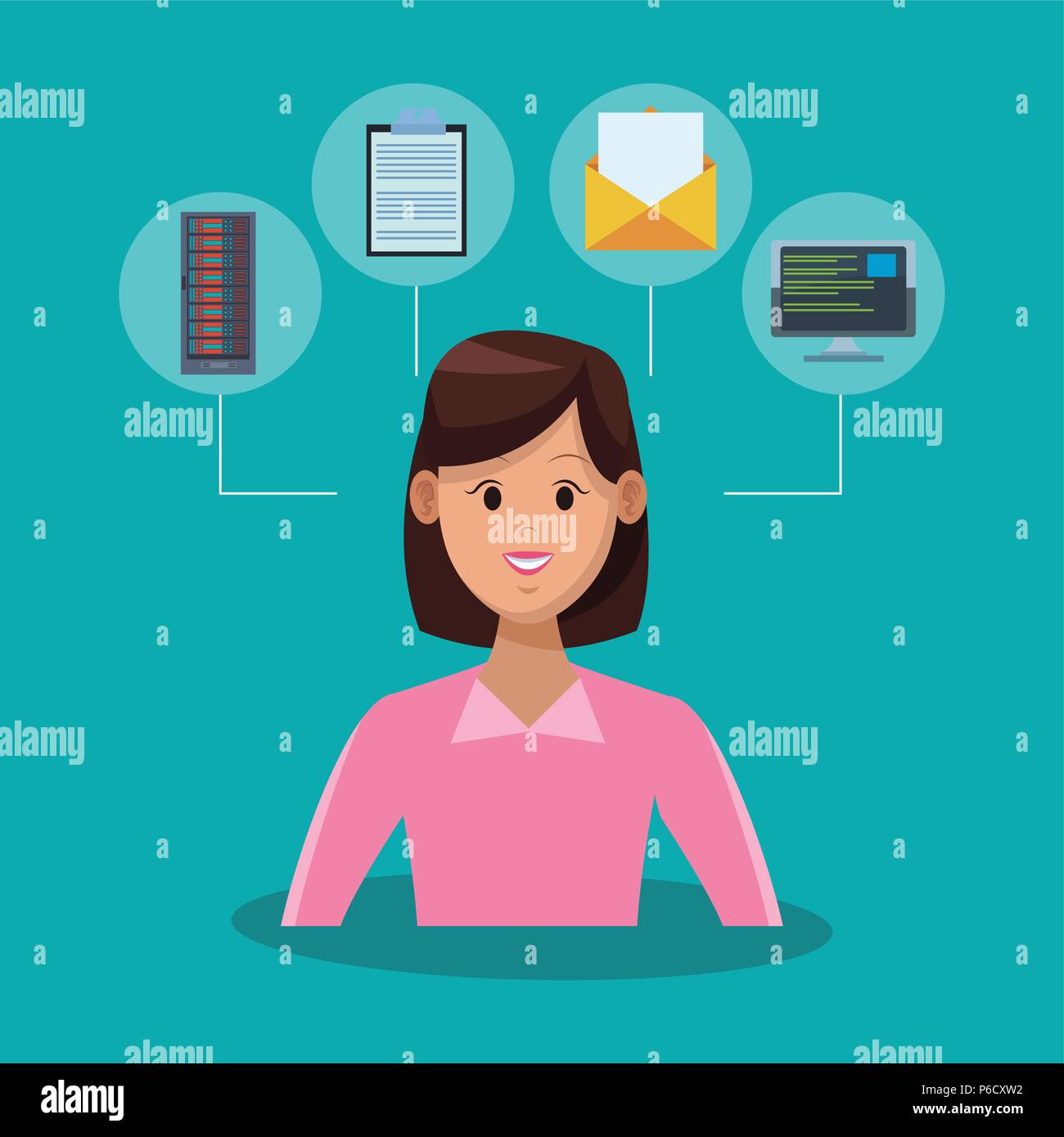 Data center technology and business people vector illustration graphic ...