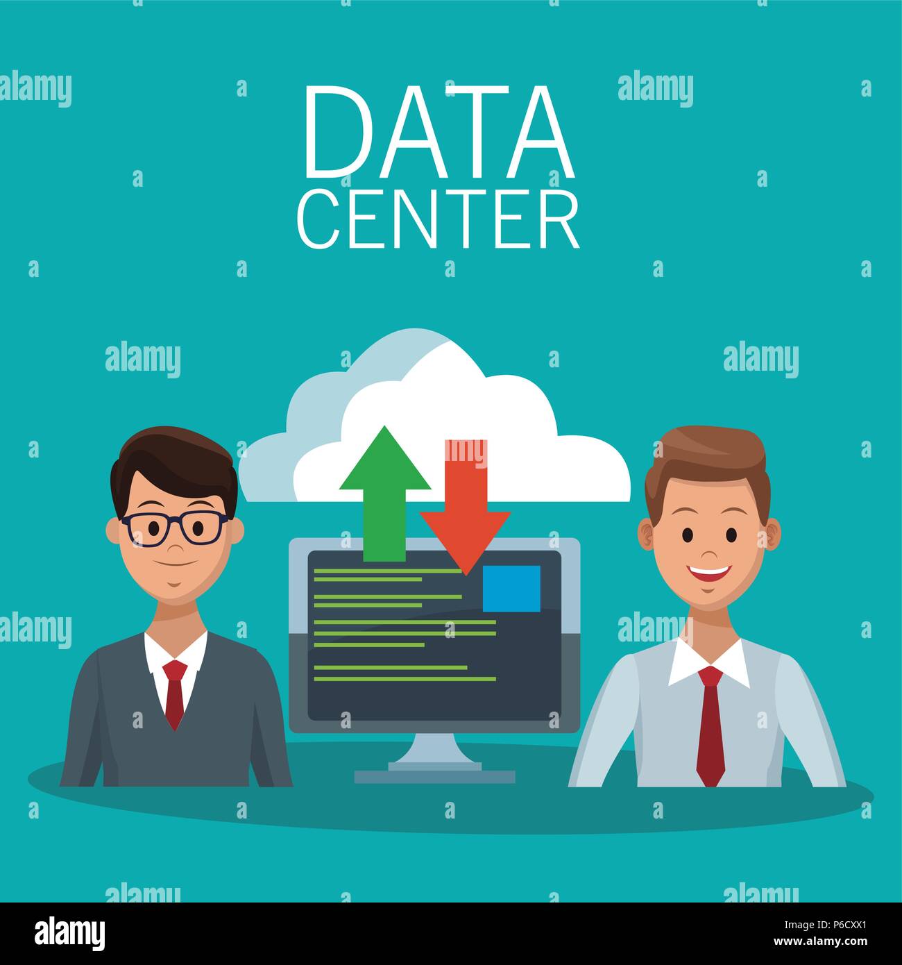 Data center technology and business people vector illustration graphic ...