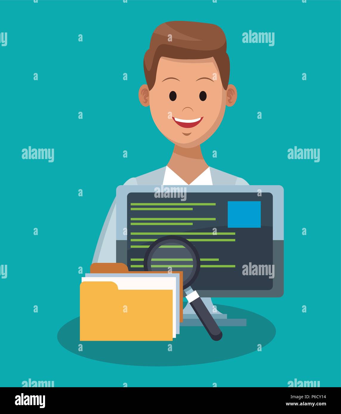 Data center technology and business people vector illustration graphic ...