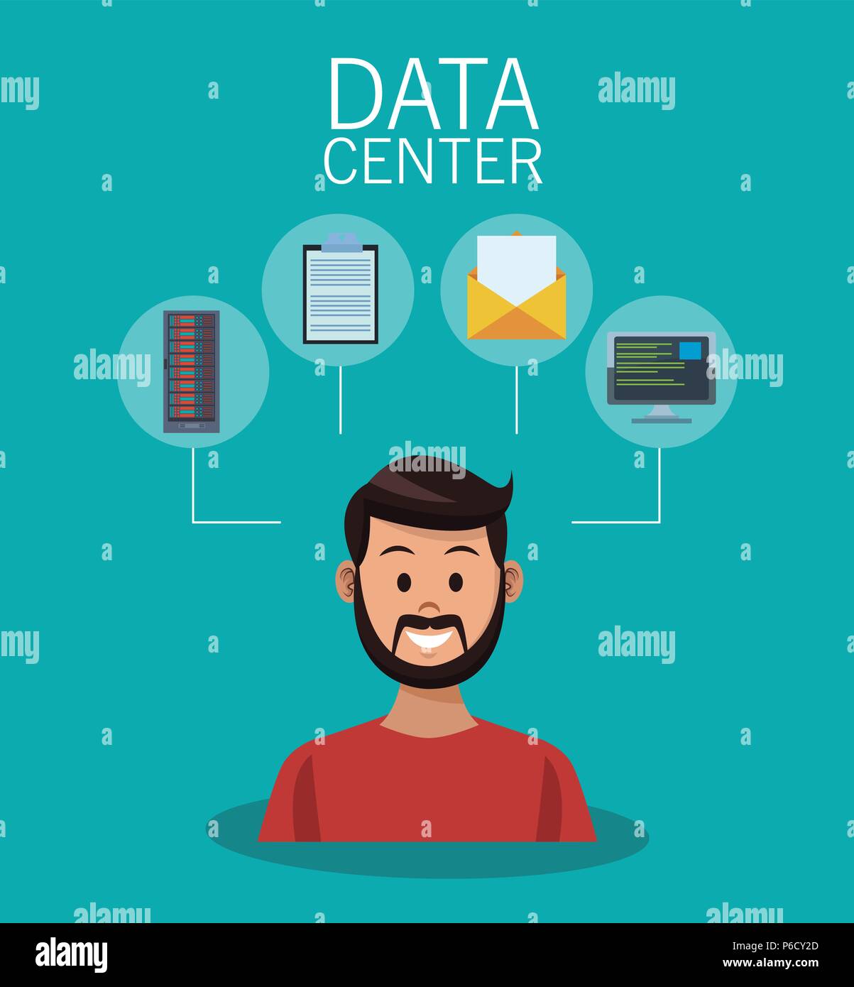 Data center technology and business people vector illustration graphic ...