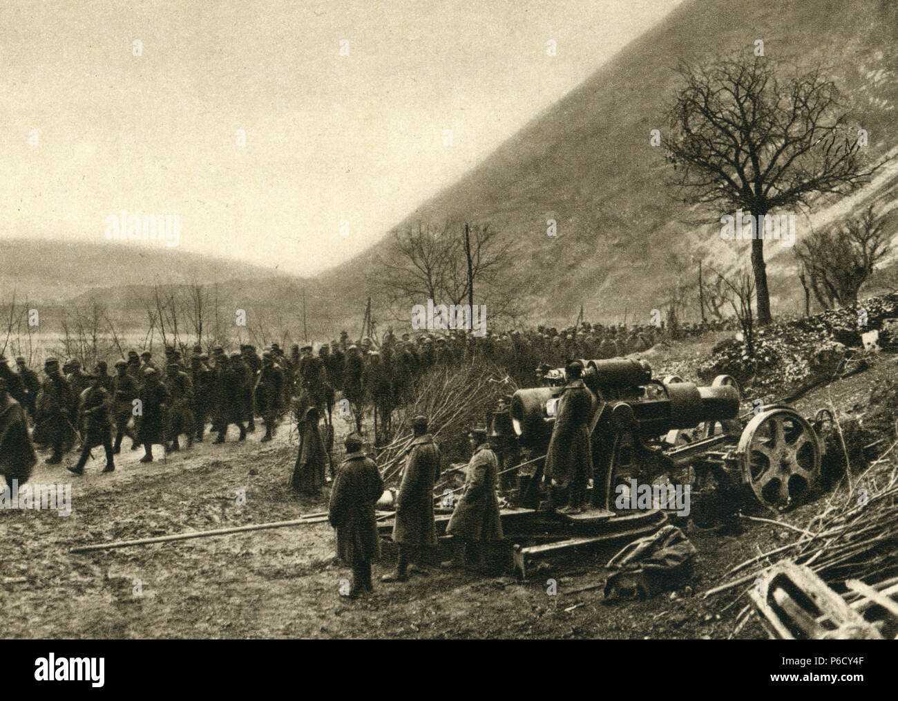 collecting point, prisoners of war, Italian soldiers, ww1, wwi, world war one Stock Photo