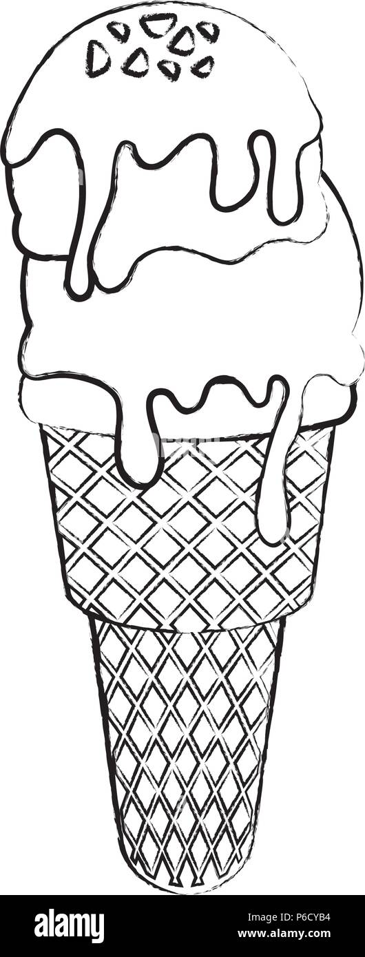Ice Cream Cone with two scoops Stock Vector