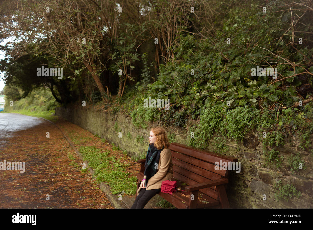 Woman sitting park bench hi-res stock photography and images - Alamy
