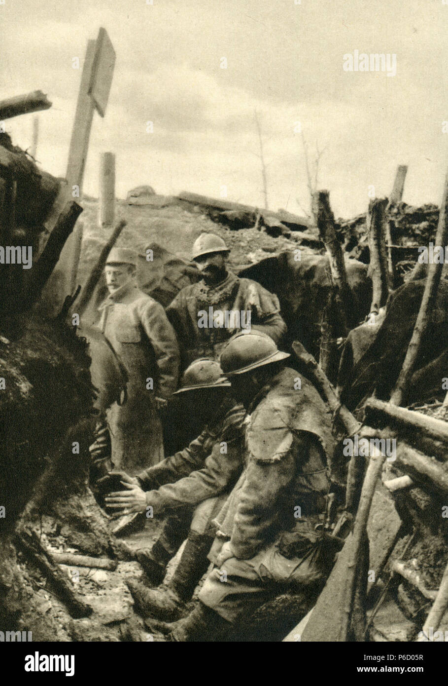 world war i, trench, French soldiers, ww1, wwi, world war one Stock Photo