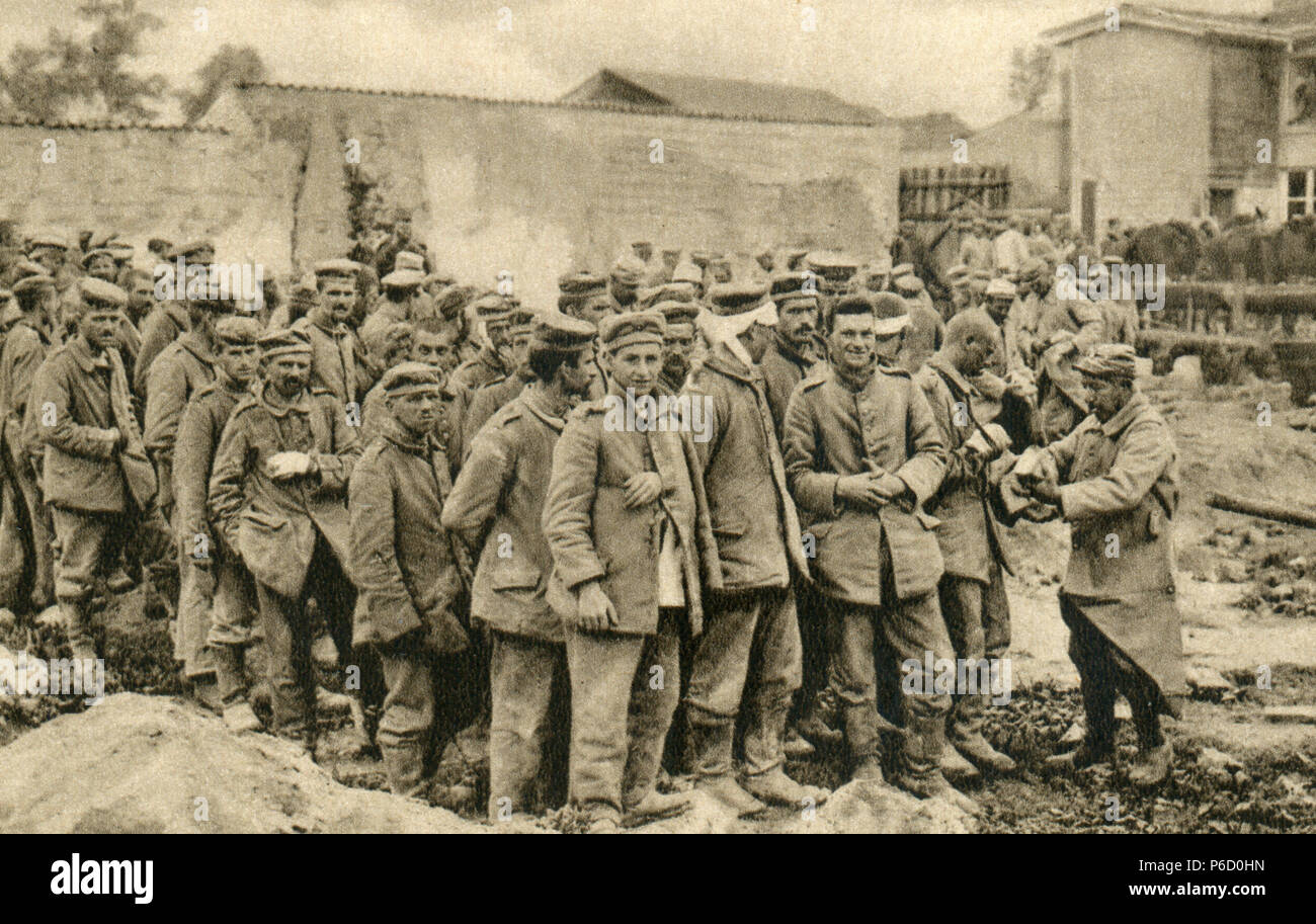 world war i, German soldiers, prisoners of war, ww1, wwi, world war one Stock Photo
