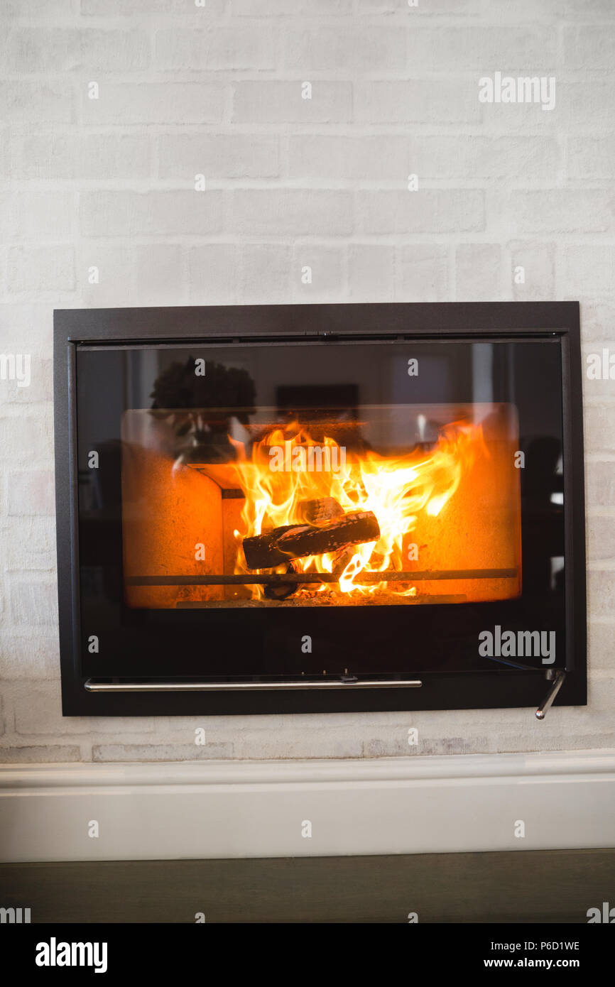 Fireplace at home Stock Photo - Alamy