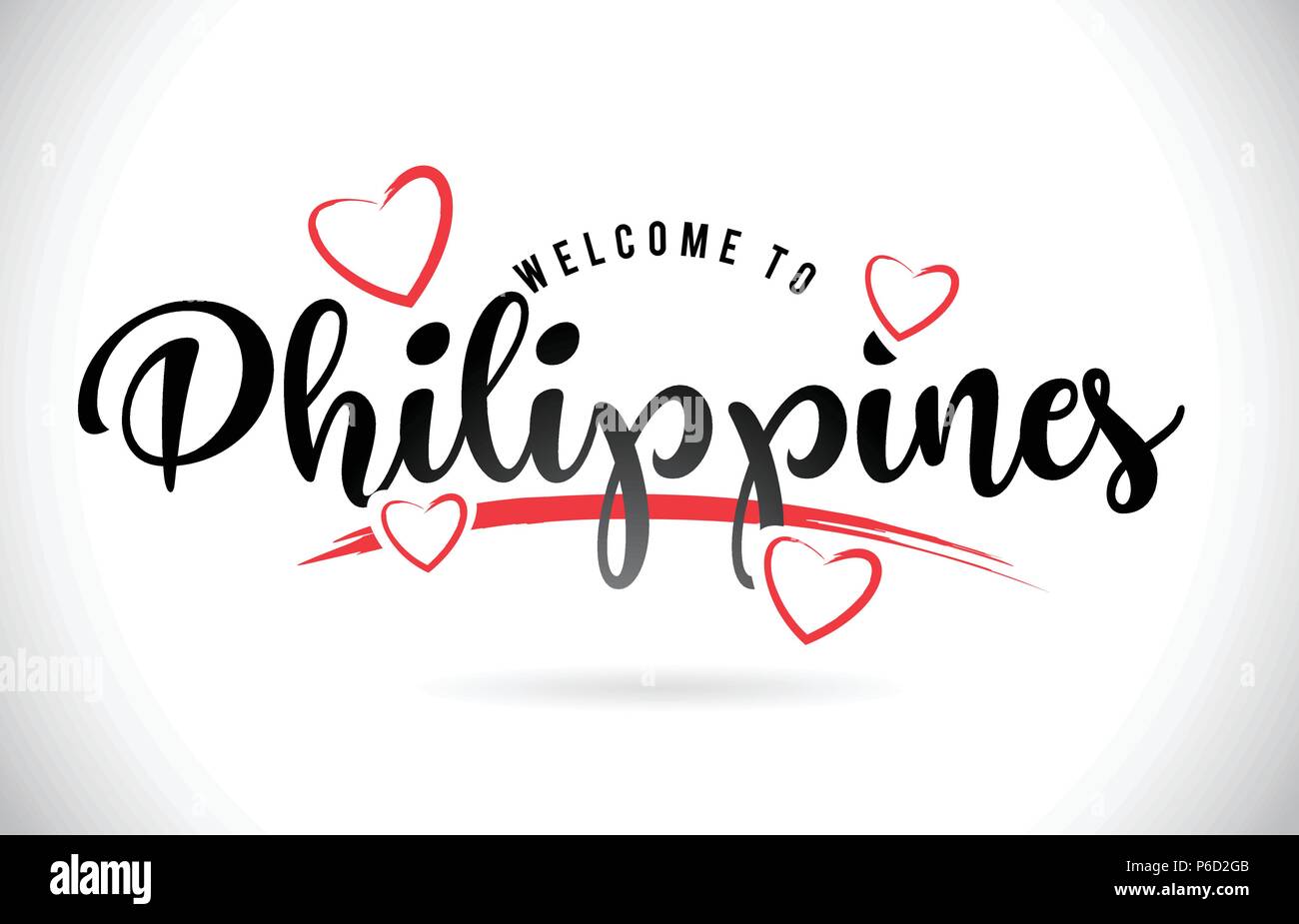 Philippines To Word Text with Handwritten Font and Red Love