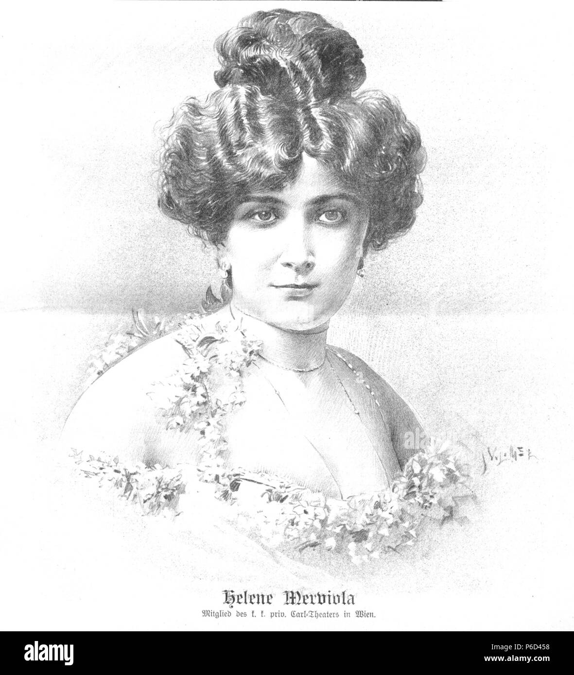 English: Portrait of Helene Merviola (1883-1966), Austrian actress and operette singer. 21 September 1903 53 Helene Merviola 1903 Vilimek Stock Photo
