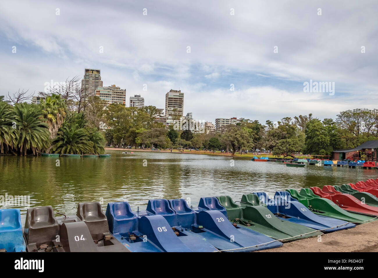 Pedal Boats and lake at Bosques de Palermo (Palermo Woods) - Buenos Aires, Argentina Stock Photo