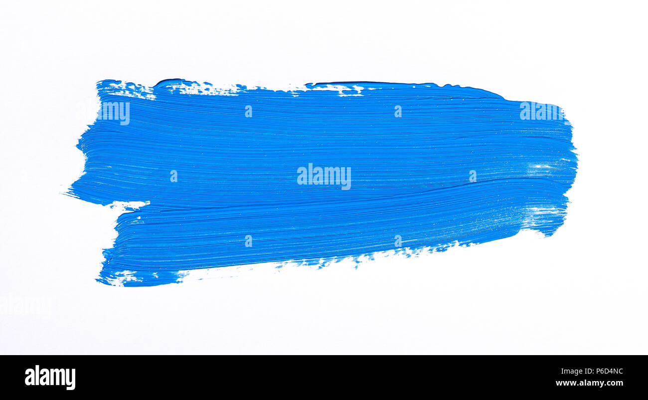 Blue brush stroke isolated over white background Stock Photo - Alamy