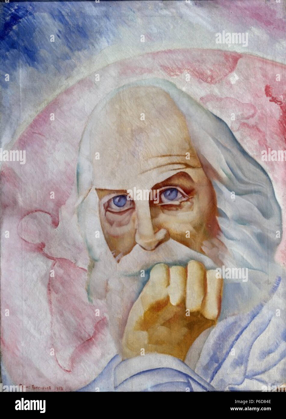 . Portrait of the American author Walt Whitman (1819-1892)  1918 80 Walt Whitman by Boris Grigoriev (1918, Pskov museum) Stock Photo