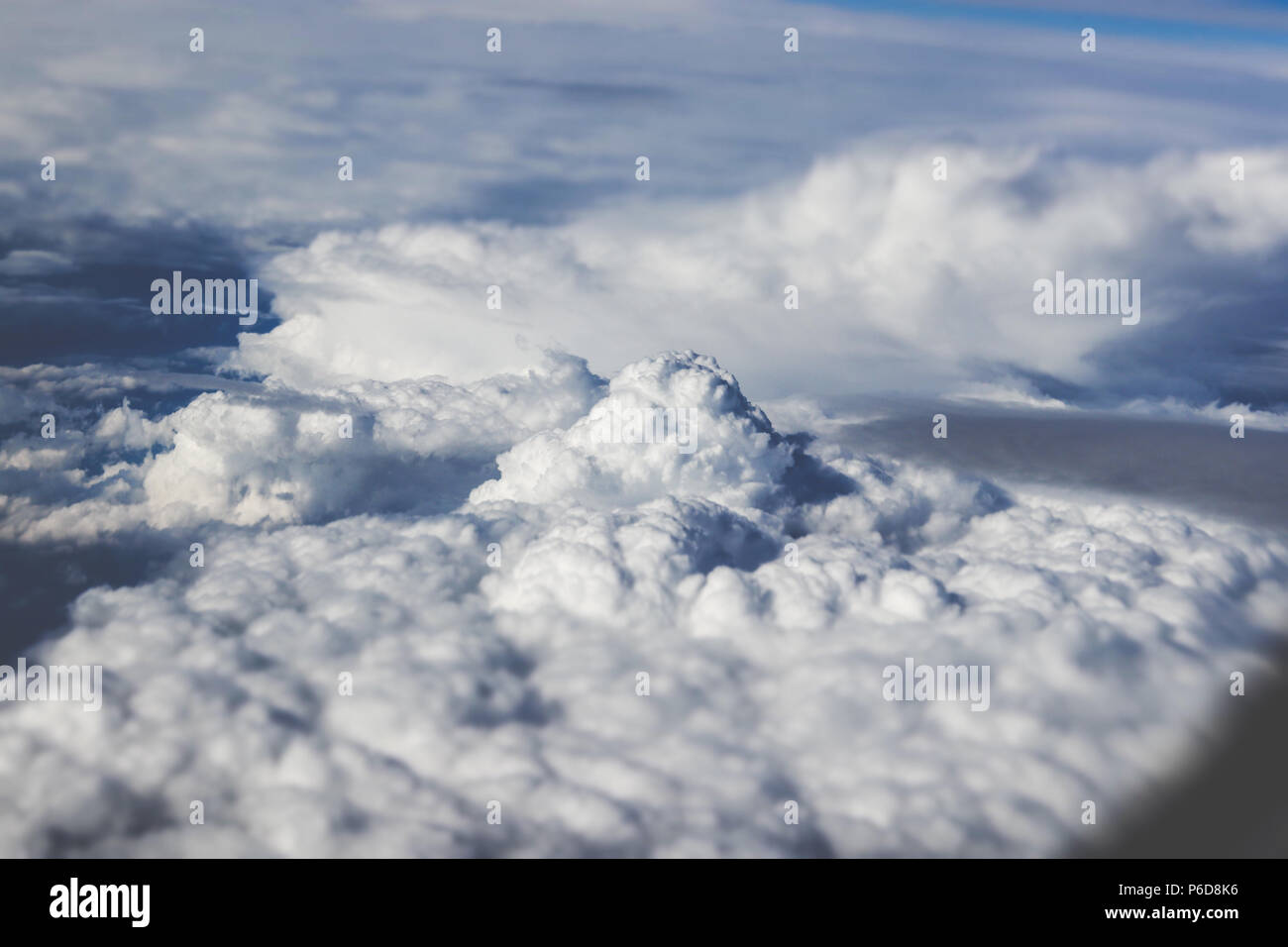 Fluffy white clouds plane view sky from above. Air mountain Stock Photo ...