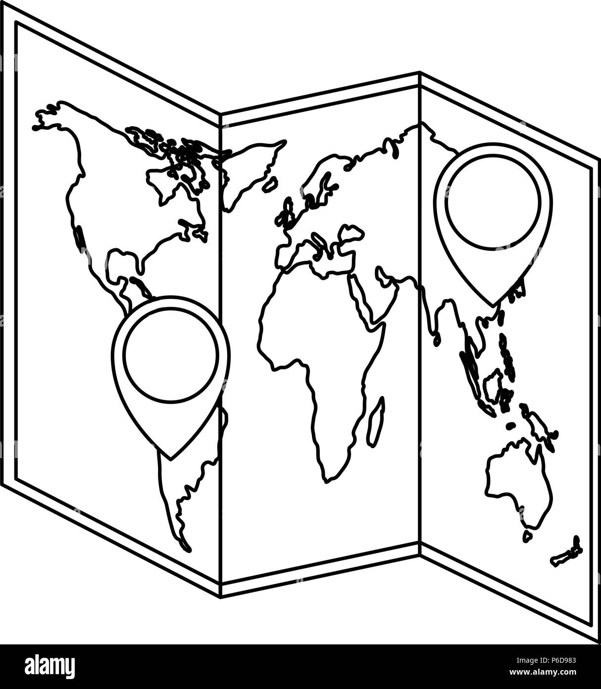map paper with pin location vector illustration design Stock Vector ...