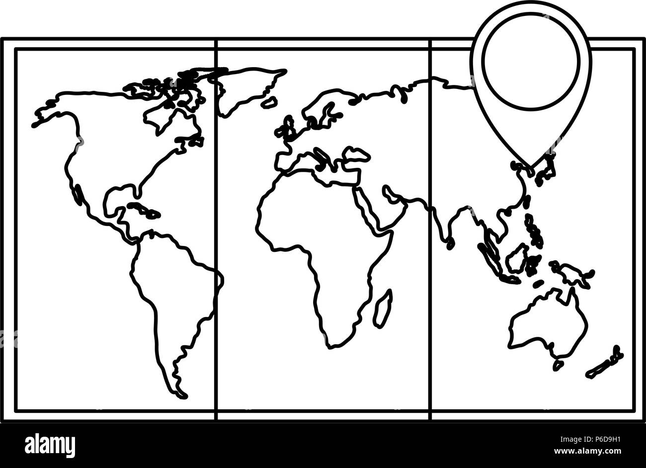 map paper with pin location vector illustration design Stock Vector ...