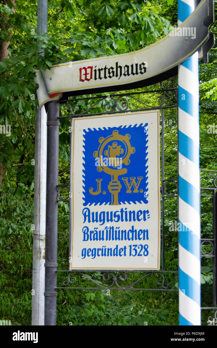 June 21, 2017: Augustiner-Bräu logo. Established in 1328, Augustiner - Brau is Munich's oldest independent brewery Stock Photo
