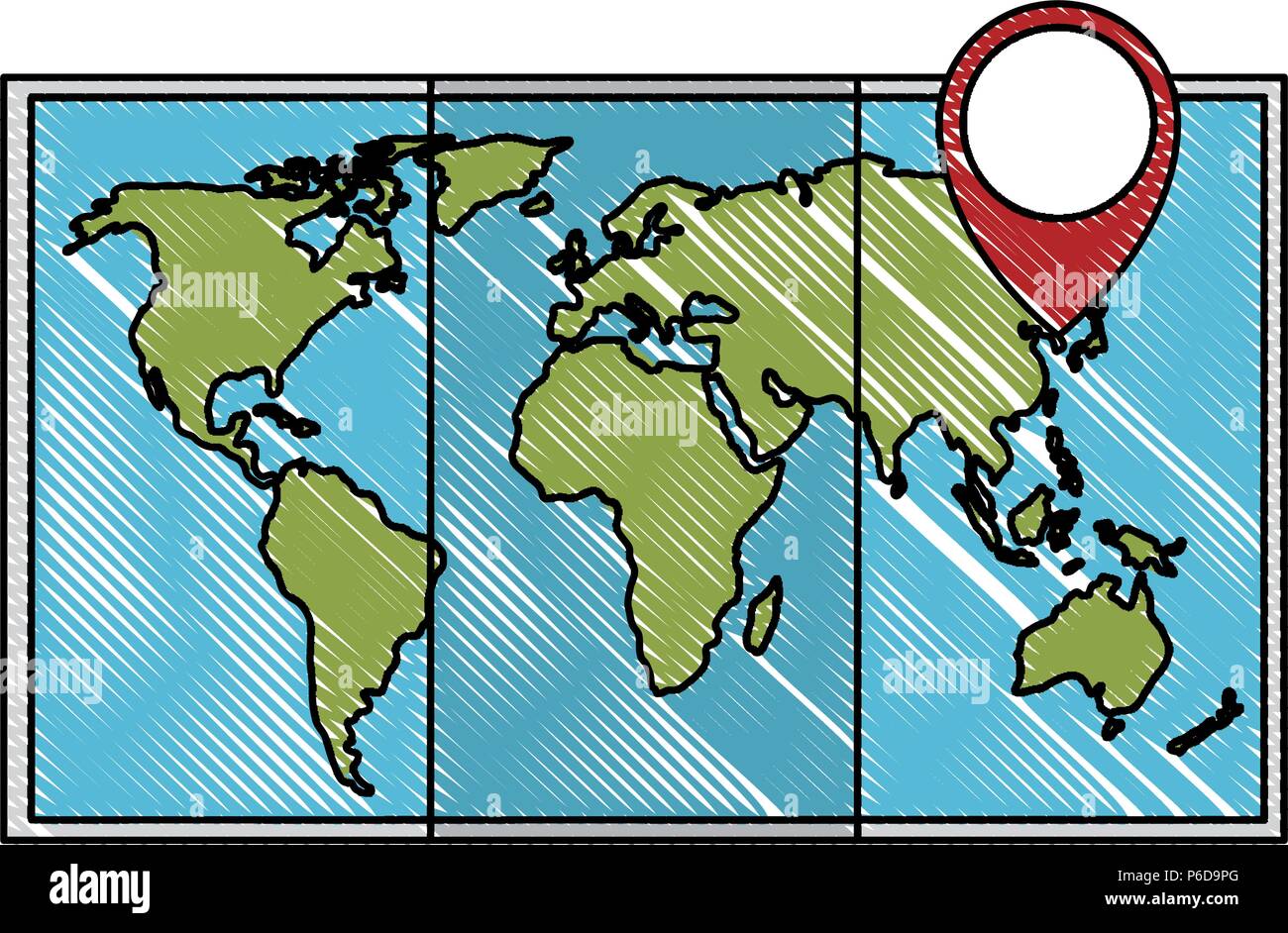map paper with pin location vector illustration design Stock Vector ...
