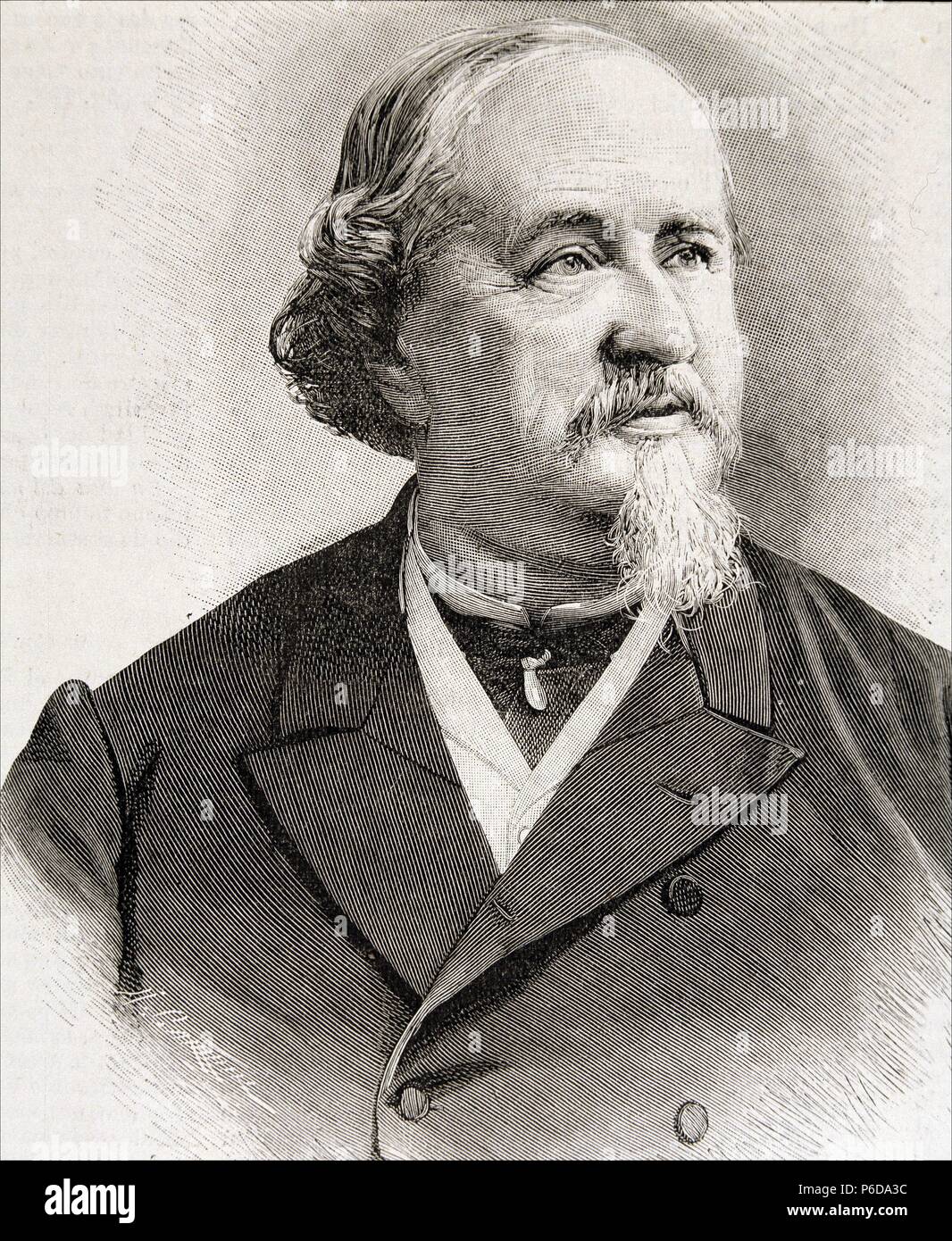 ARRIETA , EMILIO. COMPOSITOR ESPAÑOL. PUENTE DE LA REINA 1823 - 1894. GRABADO RETRATO. ILUSTRACION ESPAÑOLA Y AMERICANA. Stock Photo