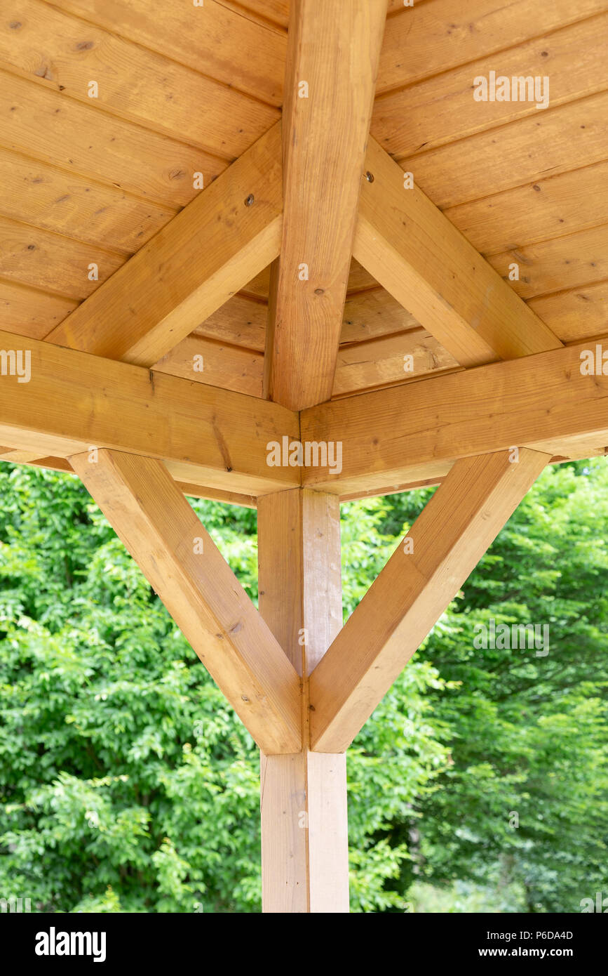 Interior beams on a wooden structure Stock Photo