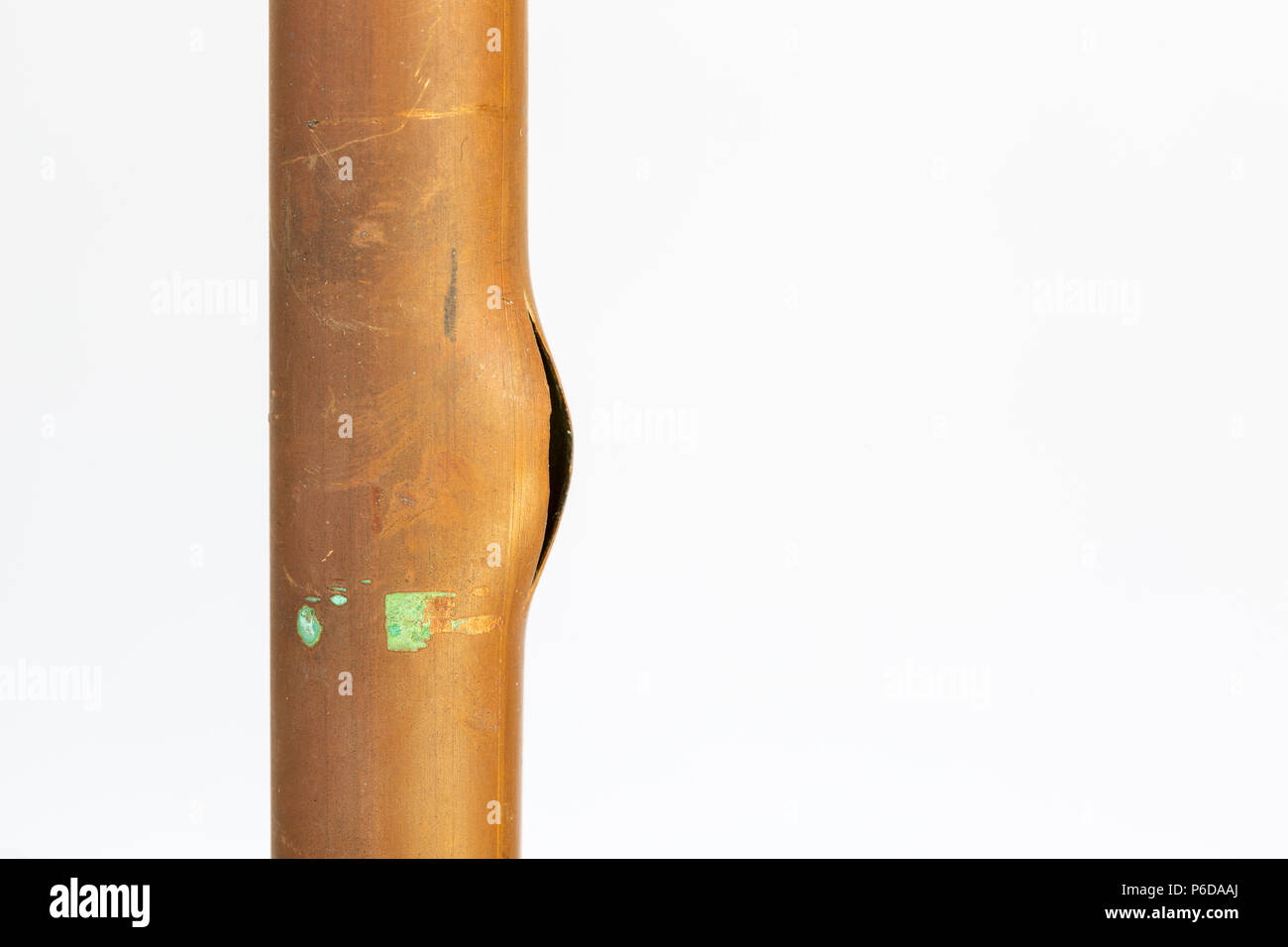 Burst copper water pipe due to frost Stock Photo Alamy