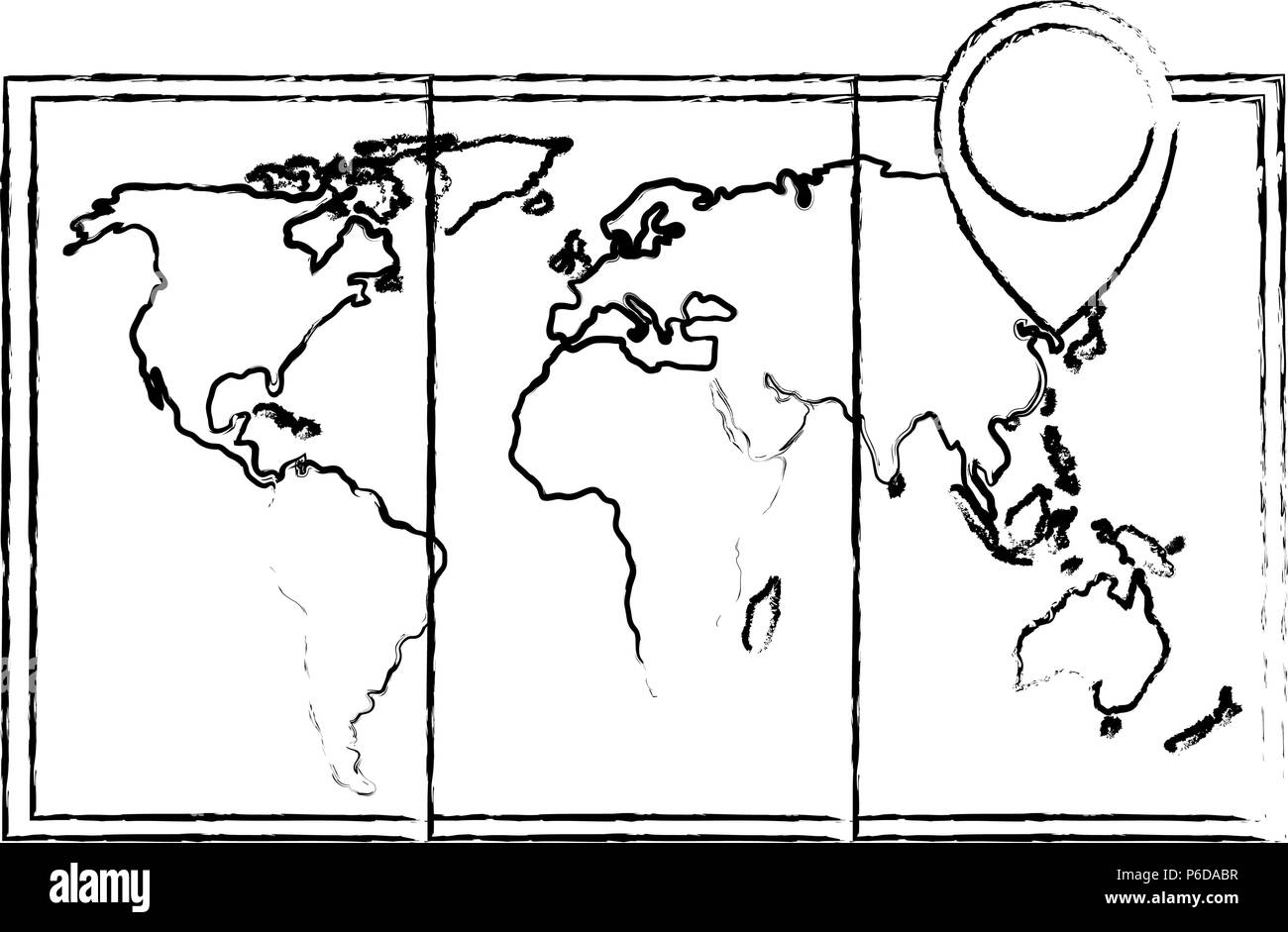 map paper with pin location vector illustration design Stock Vector ...