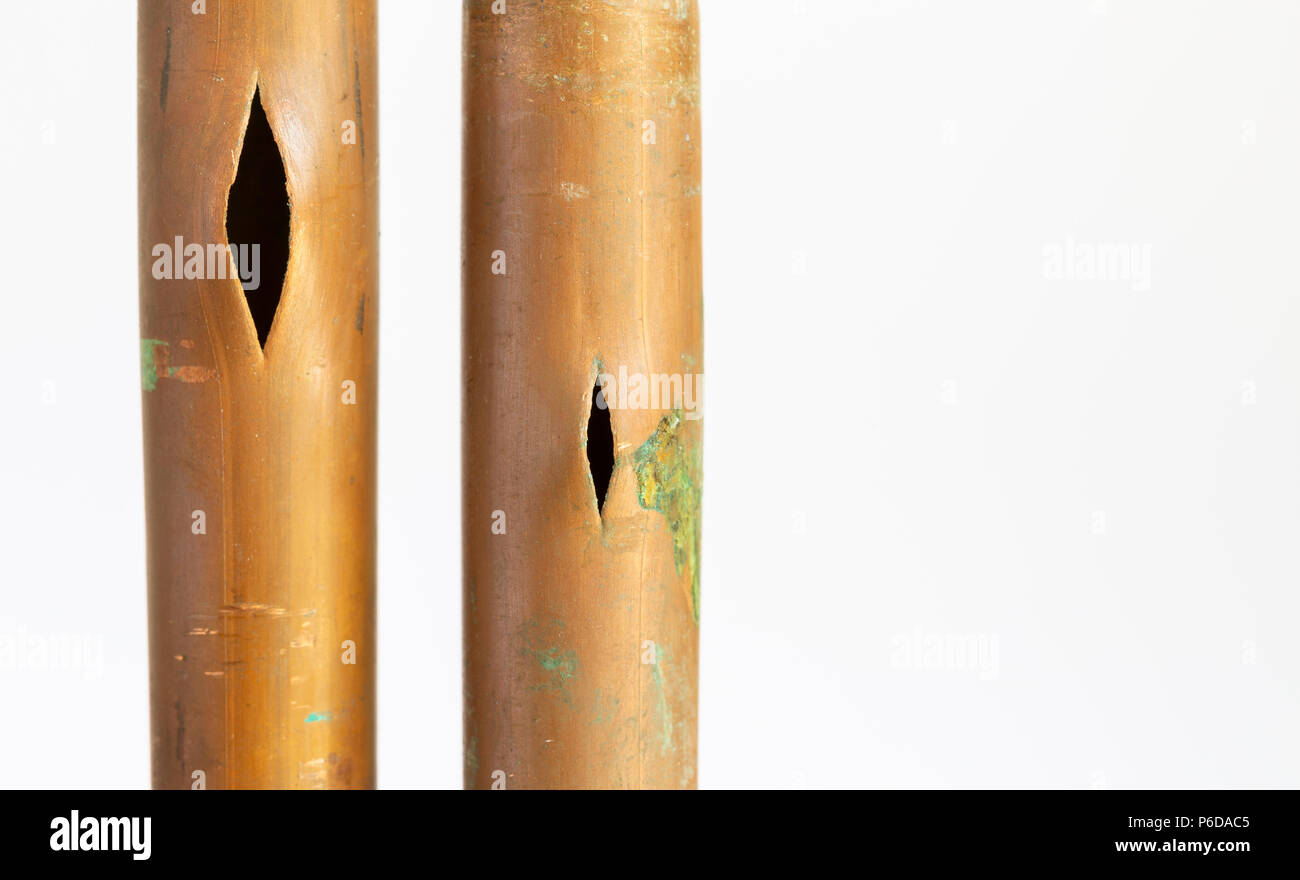 Burst copper water pipe due to frost Stock Photo Alamy