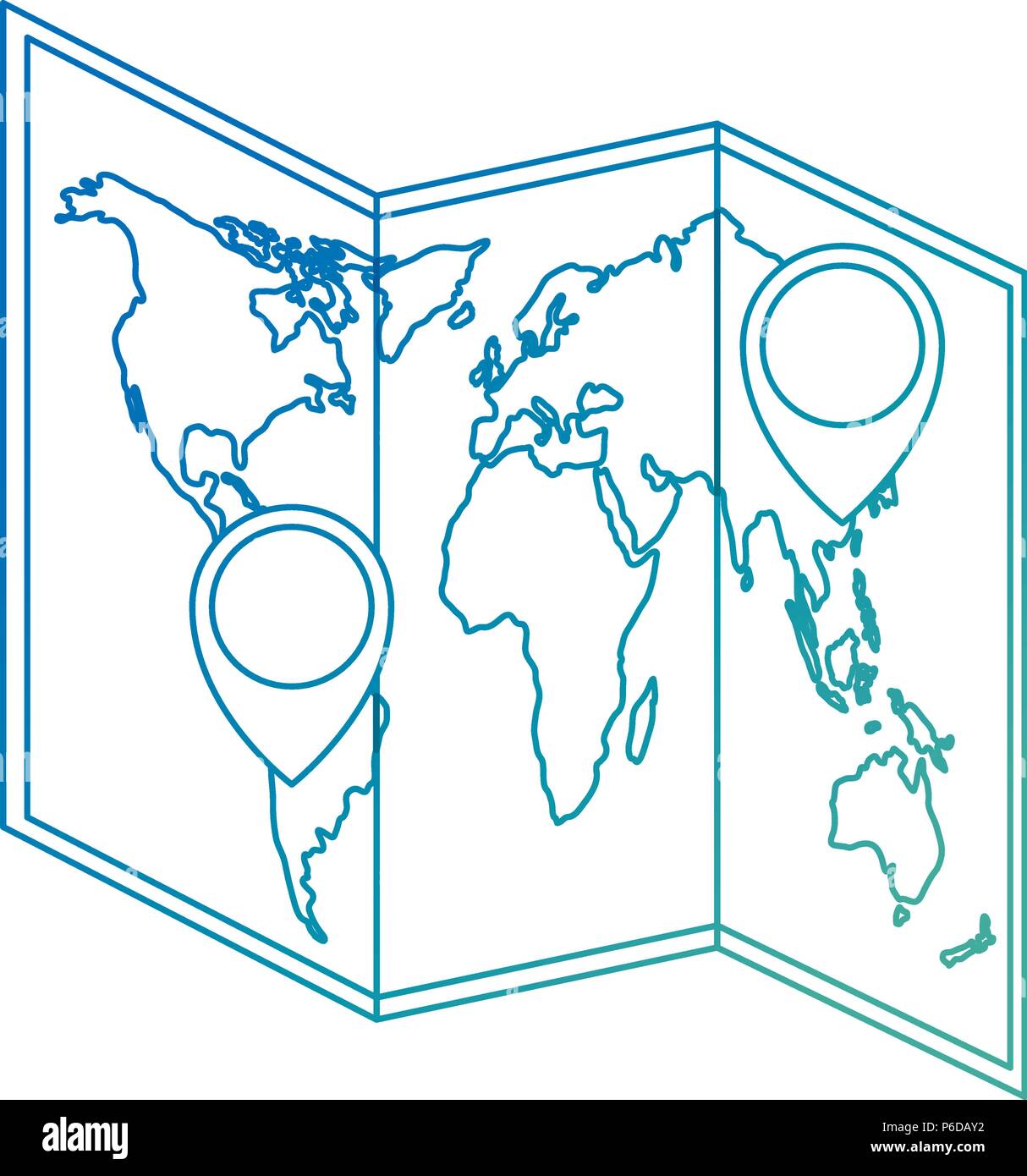 map paper with pin location vector illustration design Stock Vector ...