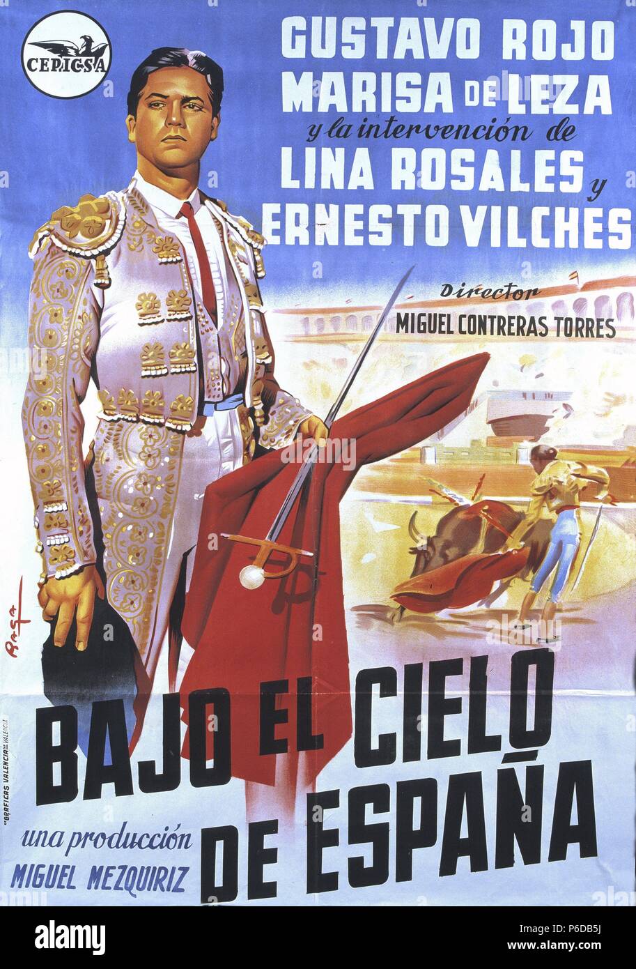 PELICULA : BAJO EL CIELO DE ESPAÑA , 1952. DIRECTOR : MIGUEL CONTRERAS TORRES. ACTORES : GUSTAVO ROJO , MARISA DE LEZA. E. Stock Photo