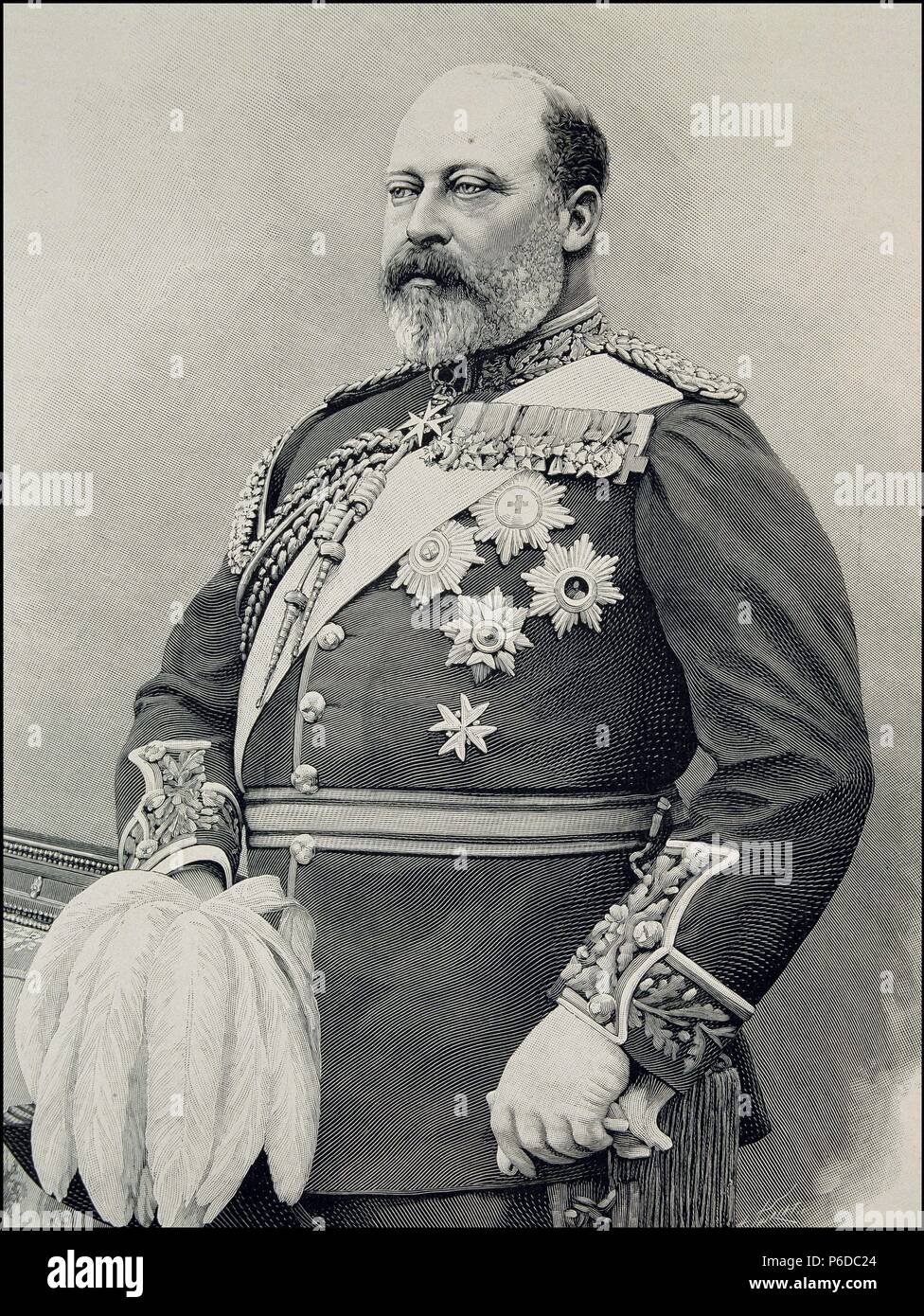 EDUARDO VII. REY DE GRAN BRETAÑA. 1841 - 1910. GRABADO RETRATO. L' ILLUSTRATION. Stock Photo