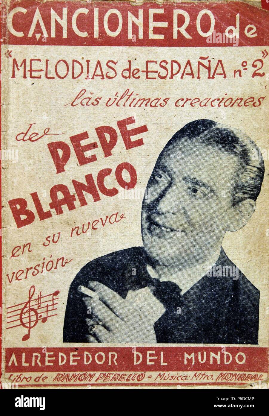 BLANCO , PEPE. CANTANTE ESPAÑOL. LOGROÑO. PORTADA CANCIONERO Stock