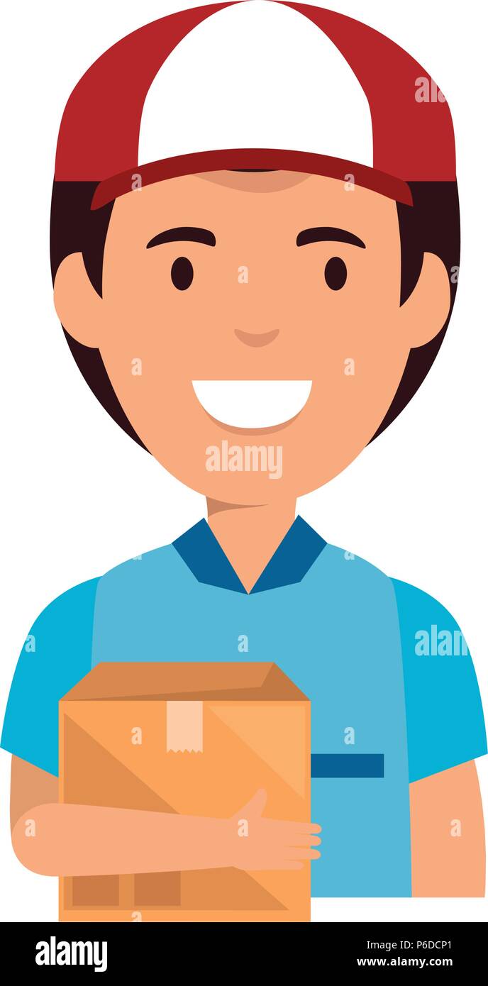 delivery worker with box avatar character vector illustration design ...